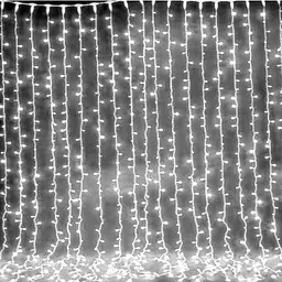 Гірлянда штора Водоспад 3х2 м 400 LED (прозорий шнур з перехідником) Біле світло