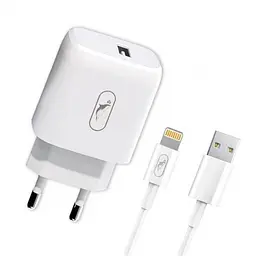 Зарядний пристрій SkyDolphin SC22EL (1USB, 2.1A) White + кабель Lightning (MZP-000158)