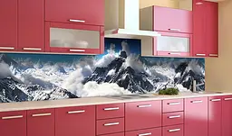 Вініловий кухонний фартух Вище Хмар наклейка для кухні місяць гори небо Природа Блакитний Happy Pocket Z181775 - мініатюра 4