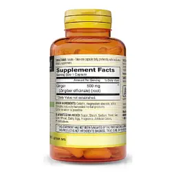 Трави Mason Natural Імбир 500 мг, Ginger, 60 капсул (MAV11395) - мініатюра 2