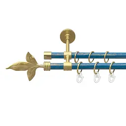 Карниз Orvit Листок Лілії металевий дворядний закритий гладка труба кільце металеве Золото Матове - Блакить 16\16 мм 200 см