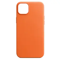 Кожаный чехол-панель для Apple iPhone 14 Plus, FAKE Leather Case, оранжевый, искусственная кожа, премиум, противоударный, защита всего корпуса, с мягкой подкладкой, поддержка MagSafe и беспроводной зарядки, ArmorStandart (ARM64459)