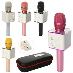 Бездротовий караоке мікрофон дитячий Q7 Rose портативний Bluetooth Підсвічування