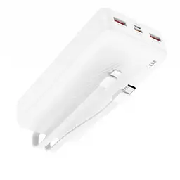 Powerbank BOROFONE BJ57A зі швидким заряджанням 22.5W 20000 mAh + кабелі Type-C/Lightning Білий