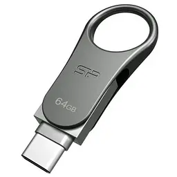 USB флеш накопичувач Silicon Power 64GB Mobile C80 Silver USB 3.2 (SP064GBUC3C80V1S) - мініатюра 2