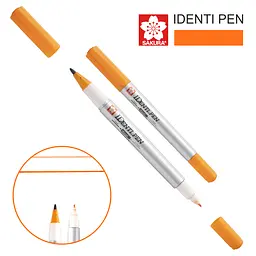 Перманентний маркер Sakura IDENTI PEN двосторонній 0,4/1 мм оранжевий