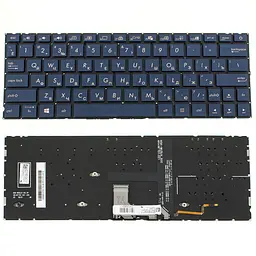 Клавіатура для ноутбука ASUS (UX334 series) rus синій без фрейма підсвічування клавіш