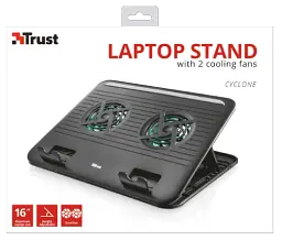 Підставка для ноутбука до 16" Trust Cyclone, Black, 2x8 см вентилятори, 8 рівня підйому та нахилу, 230х300х15 мм, 531 г (17866) - мініатюра 5