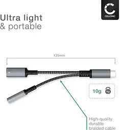 Адаптер CELLONIC USB-C 2в1 з AUX 3.5 мм та швидкою зарядкою 60W - мініатюра 5