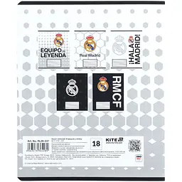Зошит  Kite FC Real Madrid в лінійку 18 аркушів світло-сірий - мініатюра 3