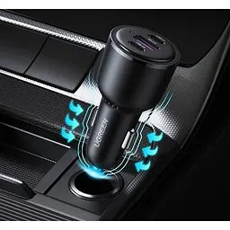 Автомобільний зарядний пристрій Ugreen CD239 2xUSB Type-C PD + USB-A Car Charger 69W Max чорний - мініатюра 7