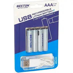 Акумулятор Beston AAA USB Type-C 400mah 1.5V Li-ion * 4 (3AC-18/AA620272)
