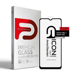 Захисне скло для Xiaomi Redmi 10C/12C, Icon, 2.5D загартоване скло, повне проклеювання, глянсове, удароміцне, з олеофобним покриттям, сумісне з чохлами, міцність 9H, проста установка, ArmorStandart (ARM61296)