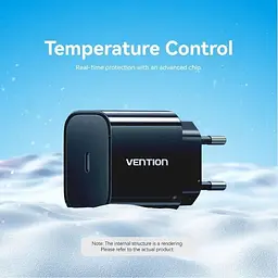 Зарядний пристрій 1xUSB-C 20W + USB-C to Lightning cable М-М Black Vention (G17B0-EU) - мініатюра 3