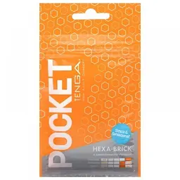 Кишеньковий міні-мастурбатор Tenga Pocket Hexa-Brick, 7.5х5.5 см (помаранчевий)