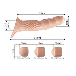 Насадка на пеніс Pretty Love 3.0" Adjustable, 24 см (тілесний) - мініатюра 3