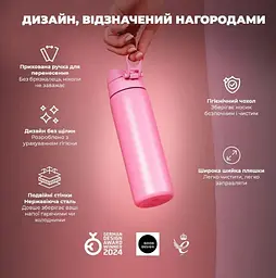 Пляшка для води металева вакуумна ION8 500 мл Vacuum Insulated Rose Bloom (I8TS500ROSEB) - мініатюра 5