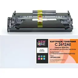 Картридж HP 12A (Q2612A), Black, LJ 1010/1020/1022/3015/3020/3030/3050/3055, 2000 стор, NewTone (C.2612AE)