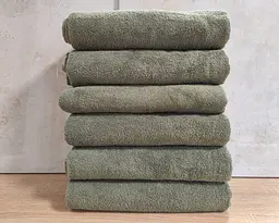 Набір турецьких махрових однотонних рушників Zeron 6 штук 70х140 Green щільність 500 г/м2