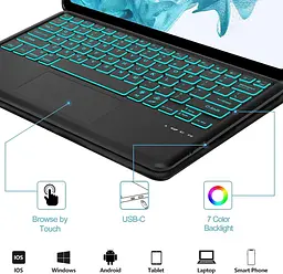 Чохол-клавіатура JADEMALL для Samsung Galaxy Tab S10 Ultra 14,6" 2024, бездротова Bluetooth-клавіатура з підсвічуванням та трекпад - мініатюра 4