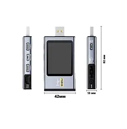Тестер USB для зарядних пристроїв FNIRSI FNB58 з Bluetooth сріблястий - мініатюра 3