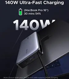 УМБ Ugreen 25000mAh 165W PD3.1/QC, USB-A,USB-С IN/OUT, with built in 2xUSB-C cables (PB552) Gray - мініатюра 4