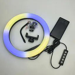 Кільцева LED лампа 26см RGB 8 кольорів зі штативом 2 метри кільцеве світло для блогерів вологерів візажистів - мініатюра 5