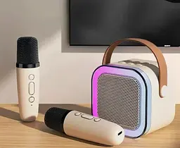 Дитячий набір Караоке Два Бездротових мікрофони + Колонка RGB підсвічування Bluetooth - мініатюра 2