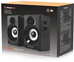 Колонки 2.0 S-217 Black, 2 x 6 Вт, МДФ, живлення від мережі 220V REAL-EL teh0029061 - мініатюра 9