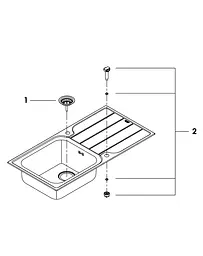 Кухонна мийка Grohe 1000 x 500 мм з ексцентриком, 1 чаша, матова 31563SD1, Нержавіюча сталь - мініатюра 4