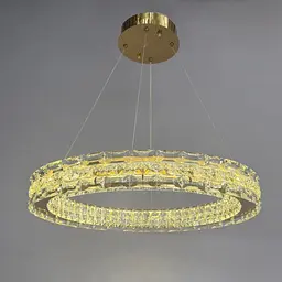 Linisoln 7896-600 FG, кругла підвісна кришталева LED-люстра золото 60 см 50 Вт - мініатюра 3