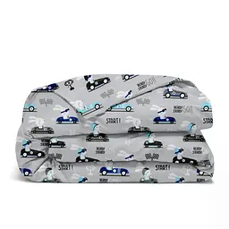 Дитяча постільна білизна в ліжечко BUNNY CS1, сірий (BunnyReadyStedyGrey_LightBlue110x160_140) - мініатюра 4