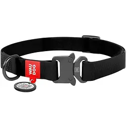 Нашийник для собак Waudog Waterproof, коллартекс, водостійкий, з QR паспортом, 24-40х2 см, чорний