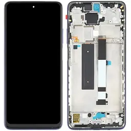 Дисплей Xiaomi Mi 10T Lite / Redmi Note 9 Pro 5G чорний, оригінал, сервісне пакування, Х-205, з рамкою синього кольору, Atlantic Blue