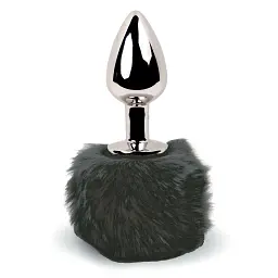 Анальна пробка з пухнастим хвостиком FeelzToys - Bunny Tails Butt Plug, 7х2.5 см, чорний