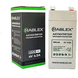 Акумулятор свинцево-кислотний Rablex RB445, акумуляторна батарея AGM 4500 мАh 4V / 4.5A