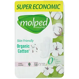 Гігієнічні прокладки Molped Pure&Soft long eco 5 крапель 18 шт.