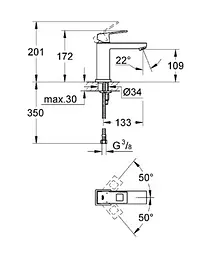 Змішувач для умивальника Grohe Eurocube 23446000 Хром - мініатюра 2