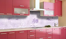 Вініловий кухонний фартух Бузкова Абстракція наклейка для кухні квіти текст 60х200 см Happy Pocket Z181537 - мініатюра 2