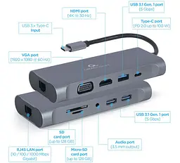 Док станція Cablexpert USB-C 7-в-1 (A-CM-COMBO7-01) - мініатюра 2