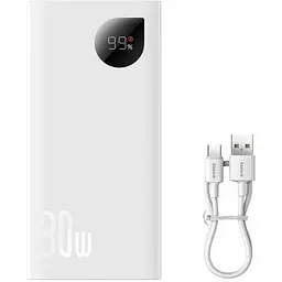 Портативна батарея Baseus Adaman 2 Digital Display Fast Charge Power Bank 10000 mAh 30W PPAD040002 White - мініатюра 3