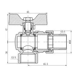 Кран кульовий "Американка" SD Forte 3/4" кутовий SF221W20 - мініатюра 3