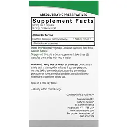 Глід Nature's Answer Hawthorn Berry 1500 мг 90 вегетаріанських капсул - мініатюра 3
