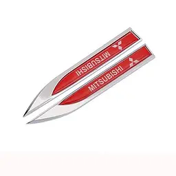 Емблема крила Mitsubishi 2шт 148×18мм червоні (метал)