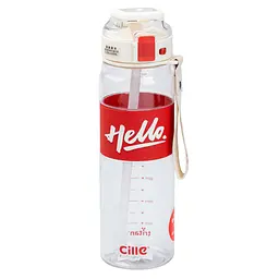 Пляшка для води спортивна Hello 860 мл з трубочкою та ручкою, червоний Happy Life HP17303R