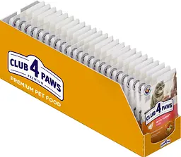 Влажный корм для котов Club 4 Paws с индюшкой в желе упаковка 85 г x 24 шт B5621301
