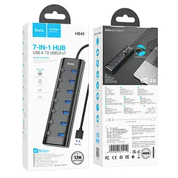 Хаб-концентратор док-станція Hoco HB40 Easy change 7 in 1 Adapter 7USBx3.0 120 см - мініатюра 8
