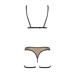 Еротичний комплект спідньої білизни Passion GABI SET S/M beige, трусики з гартерами - мініатюра 4
