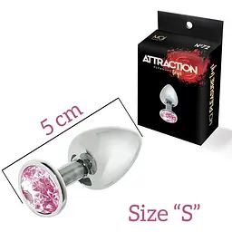 Металева анальна пробка Mai Attraction Toys №72 з рожевим кристалом - мініатюра 2