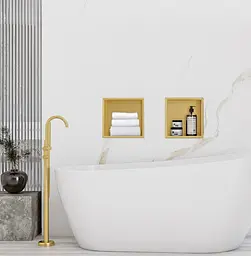 Вбудована полиця Rea 30x30 brushed gold з обідком REA-05606, Золотий - мініатюра 4
